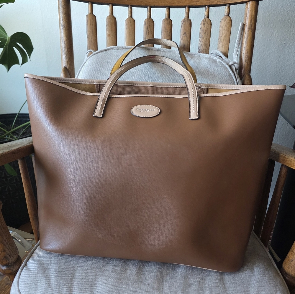 Coach Park Metropolitan Vermillion Cross Grain Leather Large Tote 2014